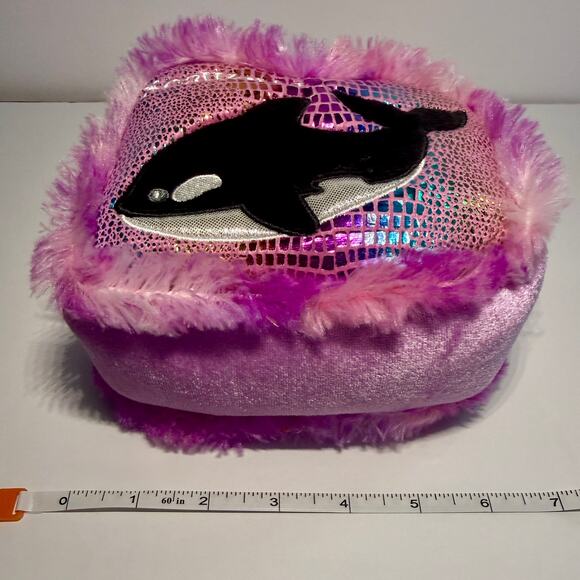 🐳 Kids Purse Sea World Orca Bag Toy Carrier Whale Shamu Purple Pink Glitter - Picture 4 of 5